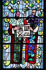 St. Cyril and Methodius, a stained glass window at St. Blaise's Church in Dubrovnik, Croatia