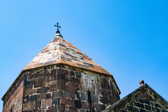 Church in nature. Beautiful architecture of churches. Armenian monasteries and churches. Apostolic churches. Monastery complex. Beautiful temples. Sevanavank Monastery on Lake Sevan in Armenia