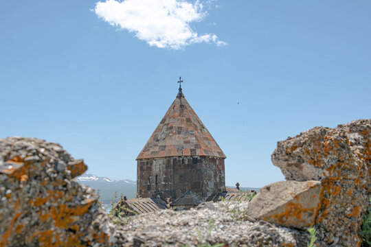 Sevanavank is monastery. Church in nature. Beautiful architecture of churches. Armenian monasteries and churches. Apostolic churches. Monastery complex. Beautiful temples.