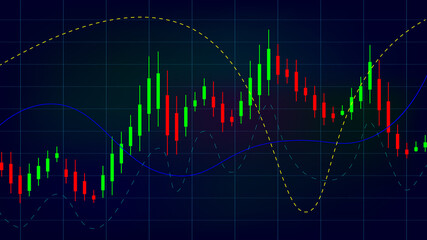 Stock market graph, candlestick chart, analysis finance concept, trading online monitor, financial  background, vector illustration.