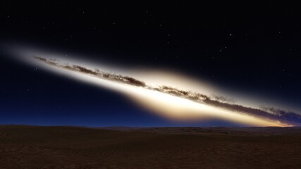 beautiful alien planet in far space, realistic exoplanet, planet suitable for colonization, planet...