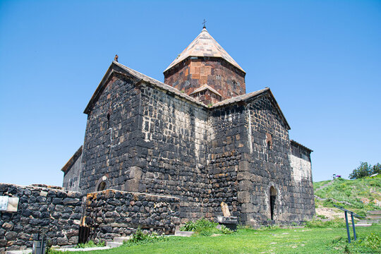 Church in nature. Beautiful architecture of churches. Armenian monasteries and churches. Apostolic churches. Monastery complex. Beautiful temples. Sevanavank Monastery: Ancient Monastery Complex