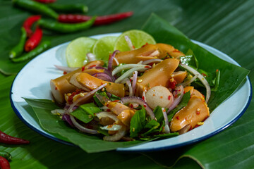 Fresh sausage Thai spicy salad