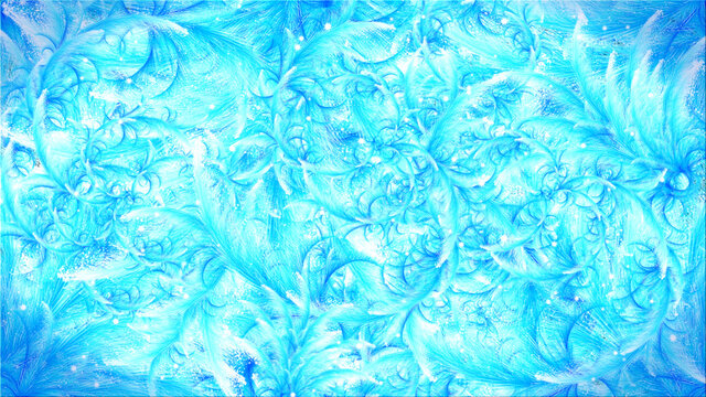 Winter icy background with frosty light blue patterns © OlViGre
