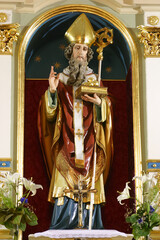 Obraz premium Saint Nicholas, statue on the main altar in the parish church of Saint Nicholas in Donja Zelina, Croatia