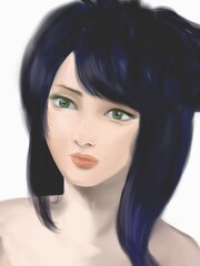 beautiful asian woman with black hair