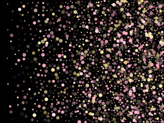 Fototapeta na wymiar Pink rose gold circle dots confetti vector background