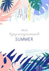 Fototapeta na wymiar Vector illustration Tropical floral summer party poster