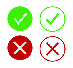 Check mark and X mark icon. illustration for web and mobile design.