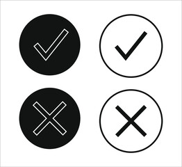 Check mark and X mark icon. illustration for web and mobile design.