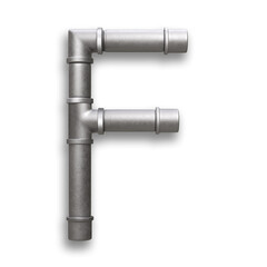 Alphabet made of Metal pipe, letter F with clipping path