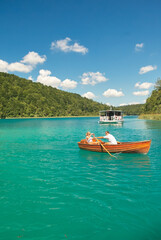 Obraz na płótnie Canvas Pure Plitvice lakes on a cloudless sunny day in Croatia