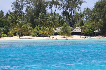 Tropical blue waters at resort at Tahiti, French Polynesia