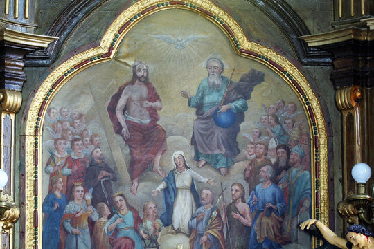 All Saints, altar painting at Main Altar in All Saints Parish Church in Bedenica, Croatia