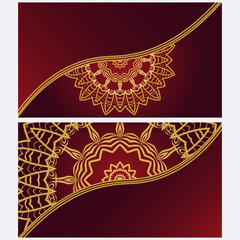 Vintage cards with Floral mandala pattern. Vector template. The front and rear side.