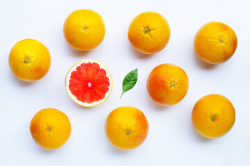 High vitamin C. Juicy grapefruit on white background.