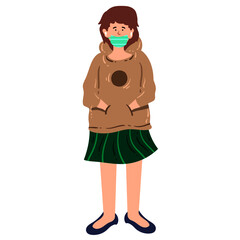 cute artist people with mask vector
