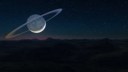 beautiful alien planet in far space, realistic exoplanet, planet suitable for colonization, planet...