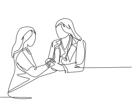 continuous line art doctor patient interaction clip art preview