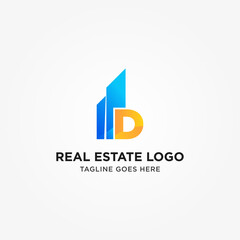 Simple and Modern D Letter Real Estate Logo Template for Your Business