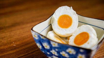 Salted boiled eggs.