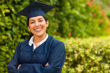 Young hispanic female graduate at her graduation