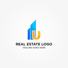 Simple and Modern U Letter Real Estate Logo Template for Your Business