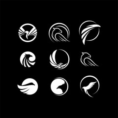 Eagle logo design vector template negative space. creative wild bird falcon hawk logotype concept icon