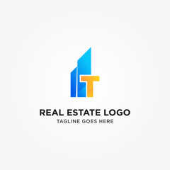 Simple and Modern T Letter Real Estate Logo Template for Your Business