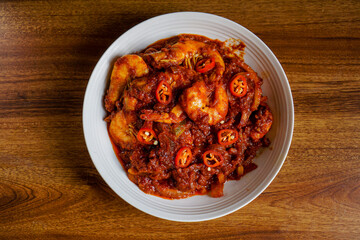 Top view of Sambal Udang (Prawn Sambal)