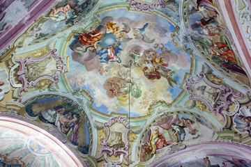 Ceiling fresco in the Church of Our Lady of Jerusalem at Trski Vrh in Krapina, Croatia