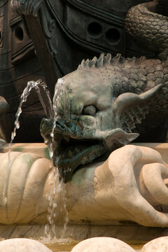 Sydney Australia, detail of serpents on the Governor Phillip Fountain a memorial
monument in the Royal Botanic Gardens commemorating Governor Arthur Phillip, monument was unveiled in 1897 