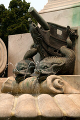 Sydney Australia, detail of serpents on the Governor Phillip Fountain a memorial
monument in the...