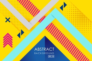 Vector abstract background texture design, bright poster, banner yellow background, pink and blue stripes and shapes. EPS10 vector