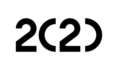 Happy New Year 2020 background. Greeting card 2020 Fonts flyer. Color of date 2020 new year view from above banner. Celebrate brochure icon