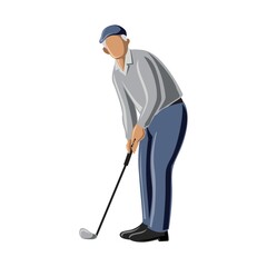 old man with golf stick