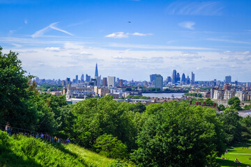 Canary Wharf view from Greenwich Park, London, United Kingdom