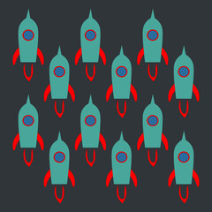 Kids blue Design Rockets background, pattern