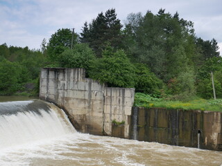 dam on the river in summer