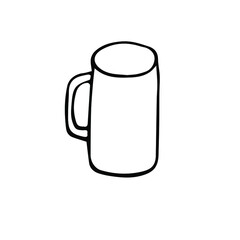 A single extra-long mug with handle Hiking .  Vector illustration in Doodle style isolated on white background.