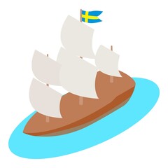 Swedish ship icon. Isometric illustration of swedish ship vector icon for web