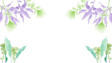 水草の水彩手書き背景イラスト