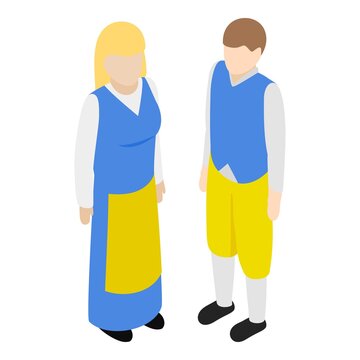 Swedish couple icon. Isometric illustration of swedish couple vector icon for web