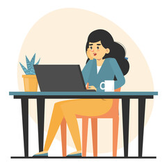 Freelancer at the desk. Working remote from home