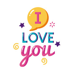 I love you text with bubble flat style icon vector design