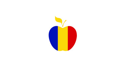 Romania apple flag country emblem symbol vector illustration