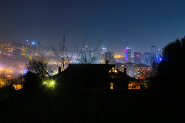 Night fog landscape in Istanbul