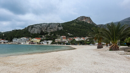 Beach in town of Klek, Croatia, June 2019