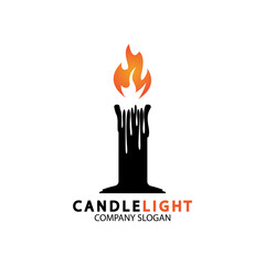 Candle light icon logo design vector template