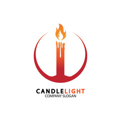 Candle light icon logo design vector template